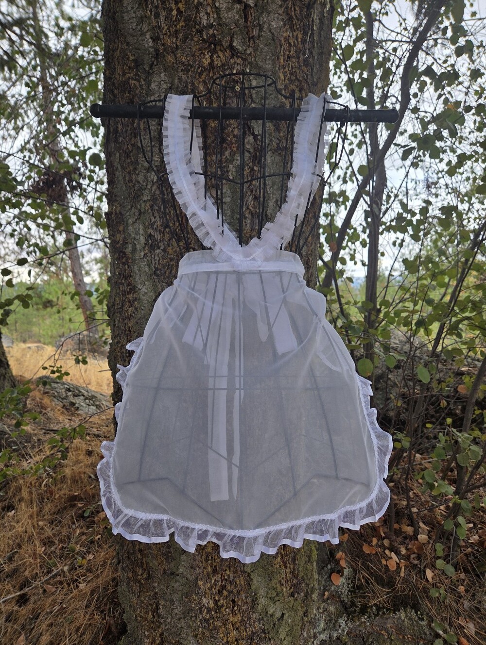 White Sheer Frilly Apron Costume Rocky Holloween